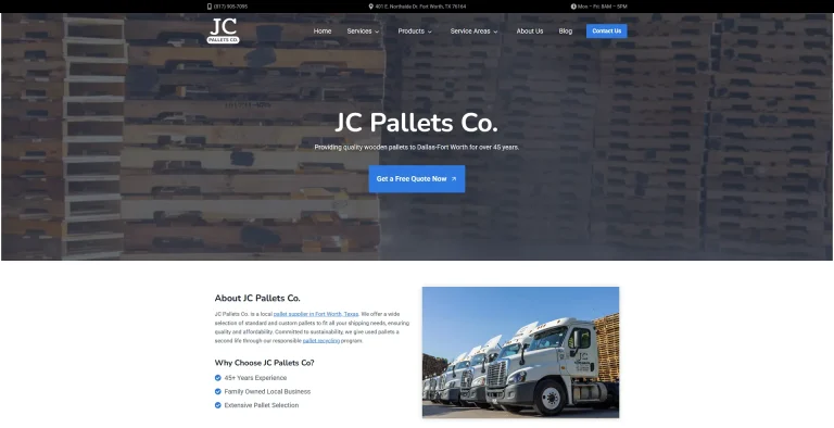 Pallet Company Website Example