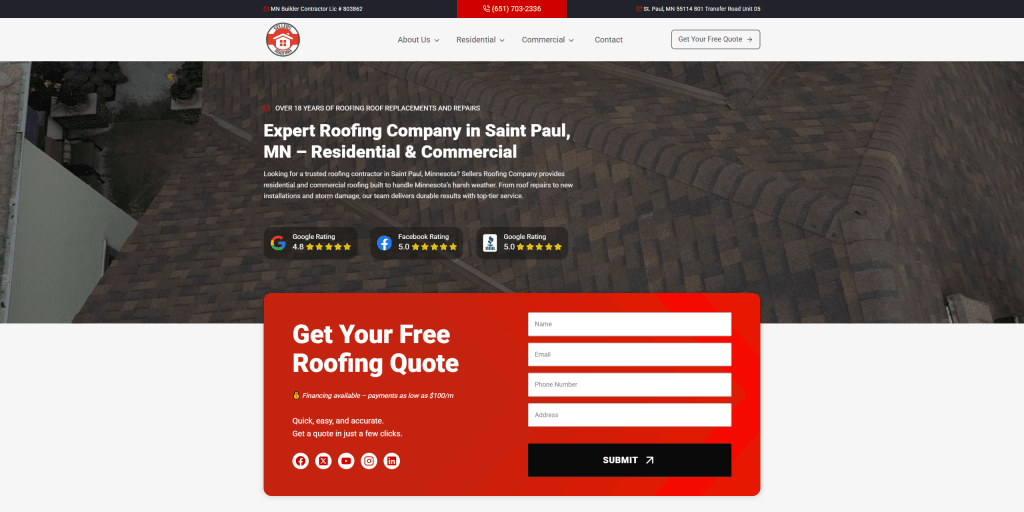 roofing company website