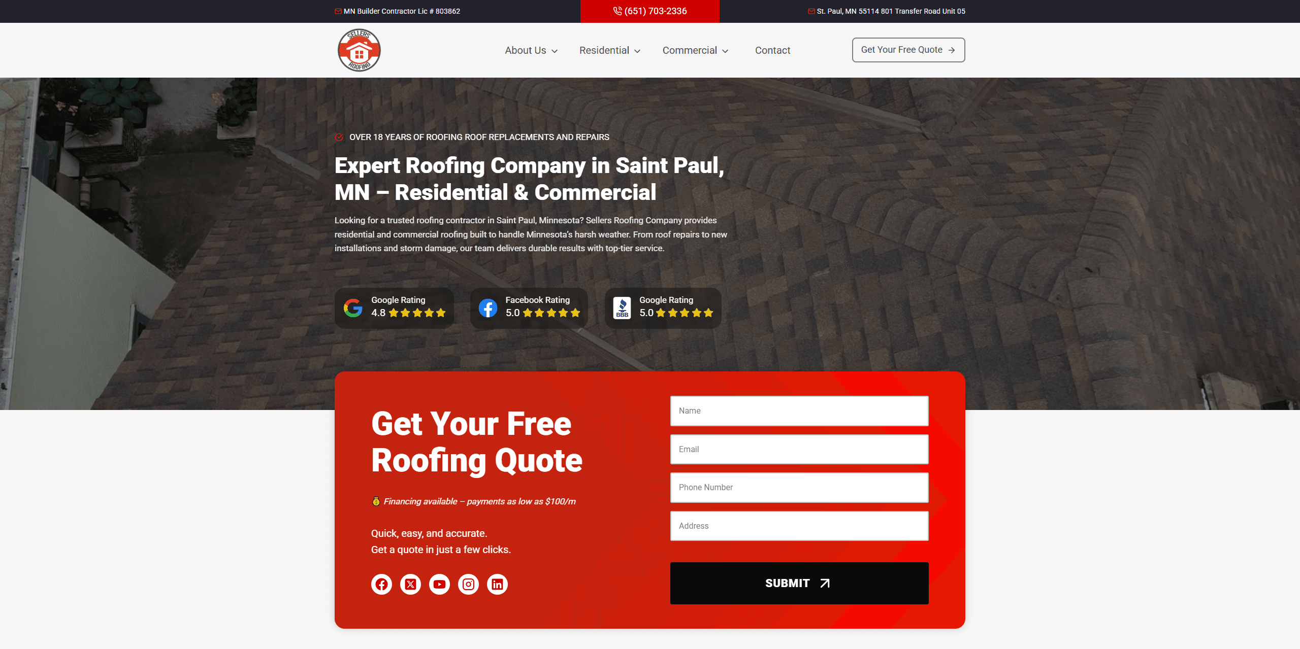 roofing company website