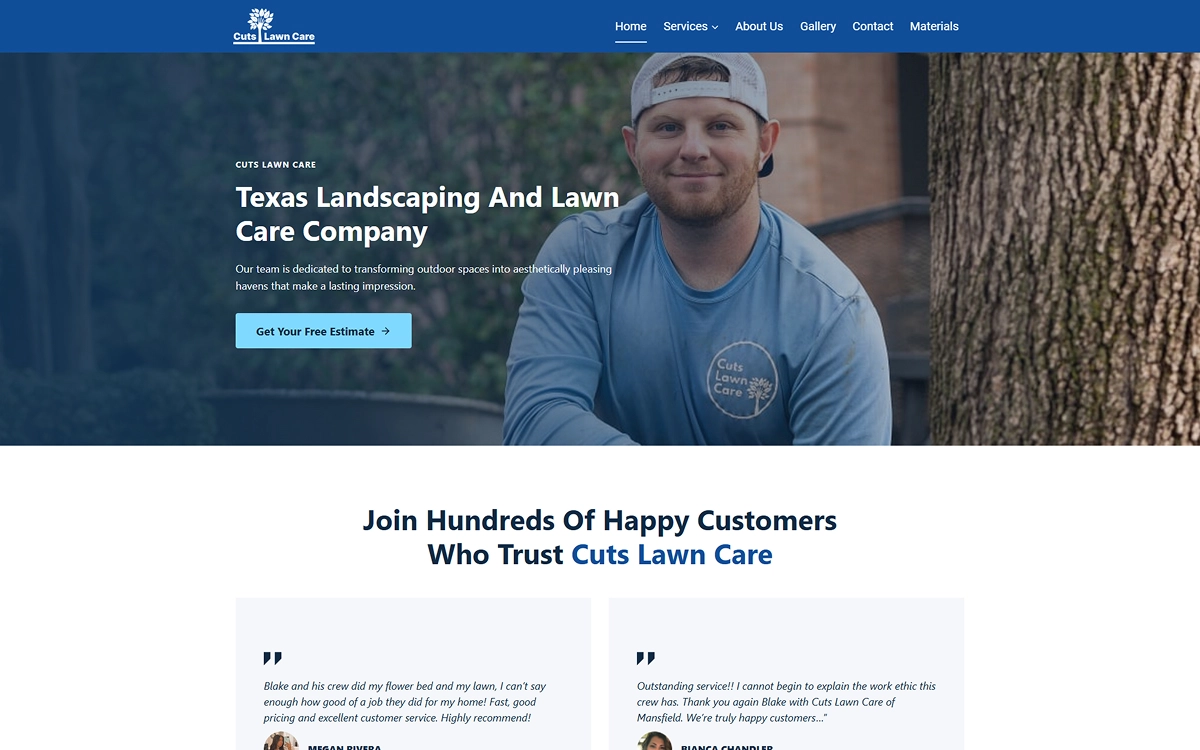 lawn care company website design example