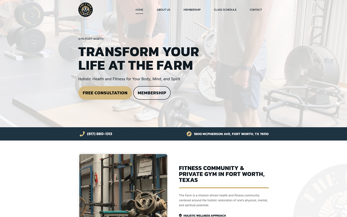 Gym website design example